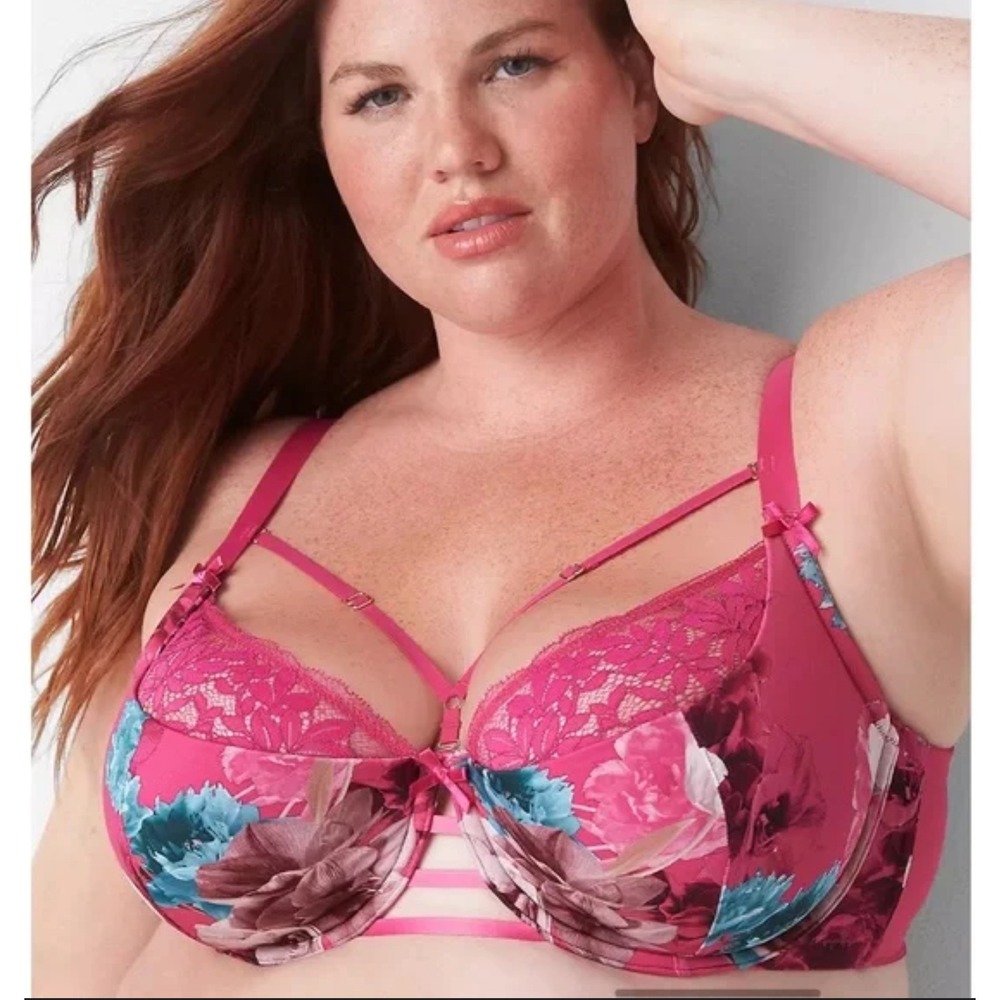 Cacique Women's Print Lightly Lined French Balconette Bra Floral Fantasy Sz 40DD